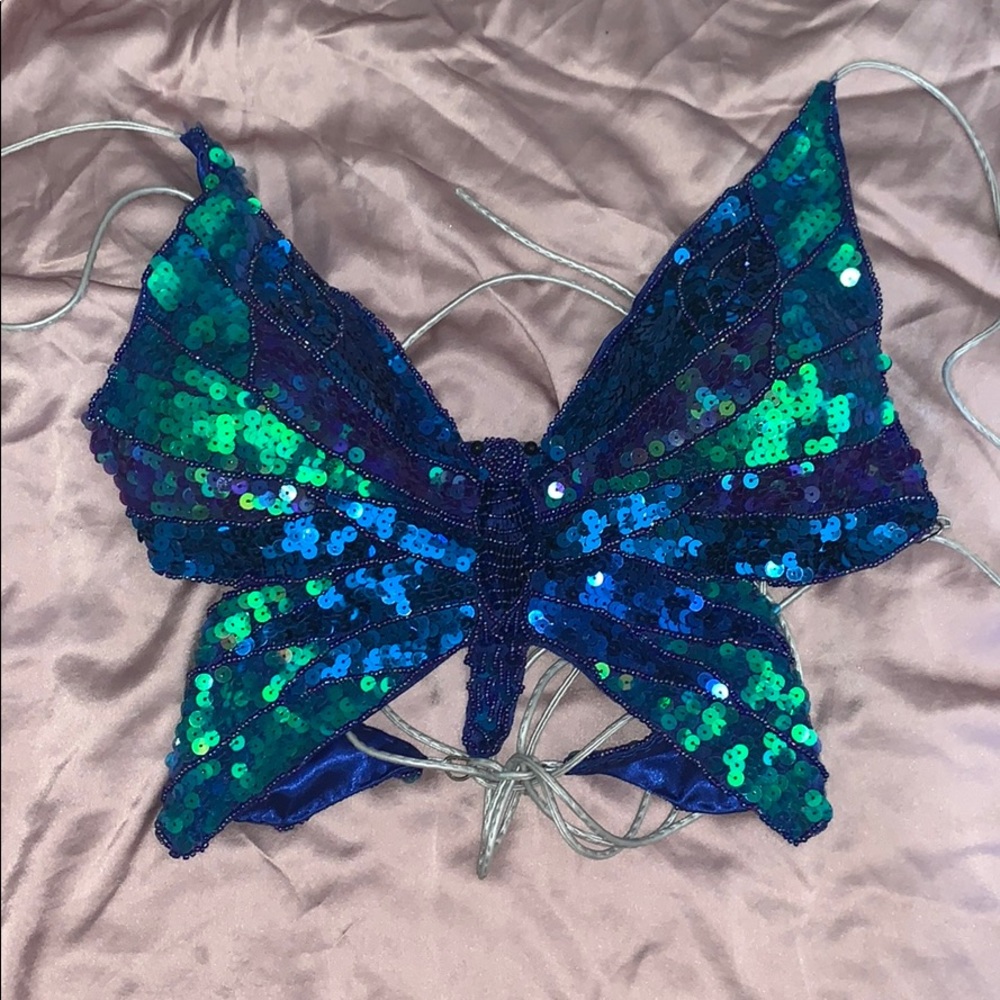 Silky butterfly tie up top